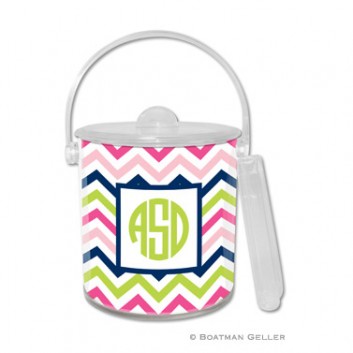 Ice Bucket – Chevron Pink Navy & Lime 1 Ice Bucket - Chevron Pink Navy & Lime