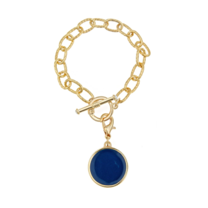 Gold Toggle Bracelet with Navy Disc