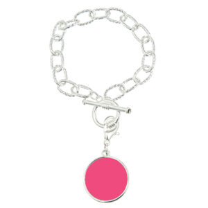 Silver Toggle Bracelet with Pink Disc