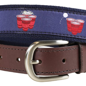 Beer Pong Leather Tab Belt
