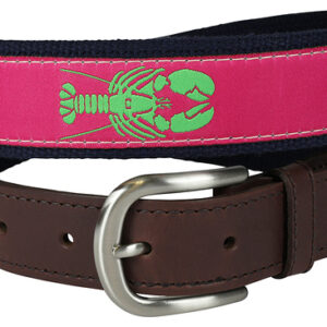 Lobster Leather Tab Belt (raspberry)