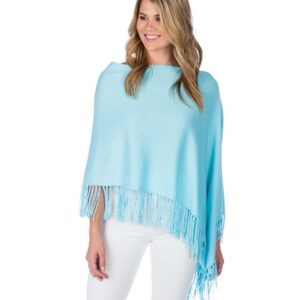 COTTON CASHMERE TOPPER WITH FRINGE (Aegean)