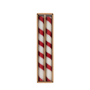 CANDLE SET- RED STRIPE TAPER