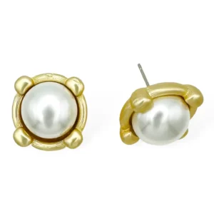 Matte Gold/Pearl Stud Earrings